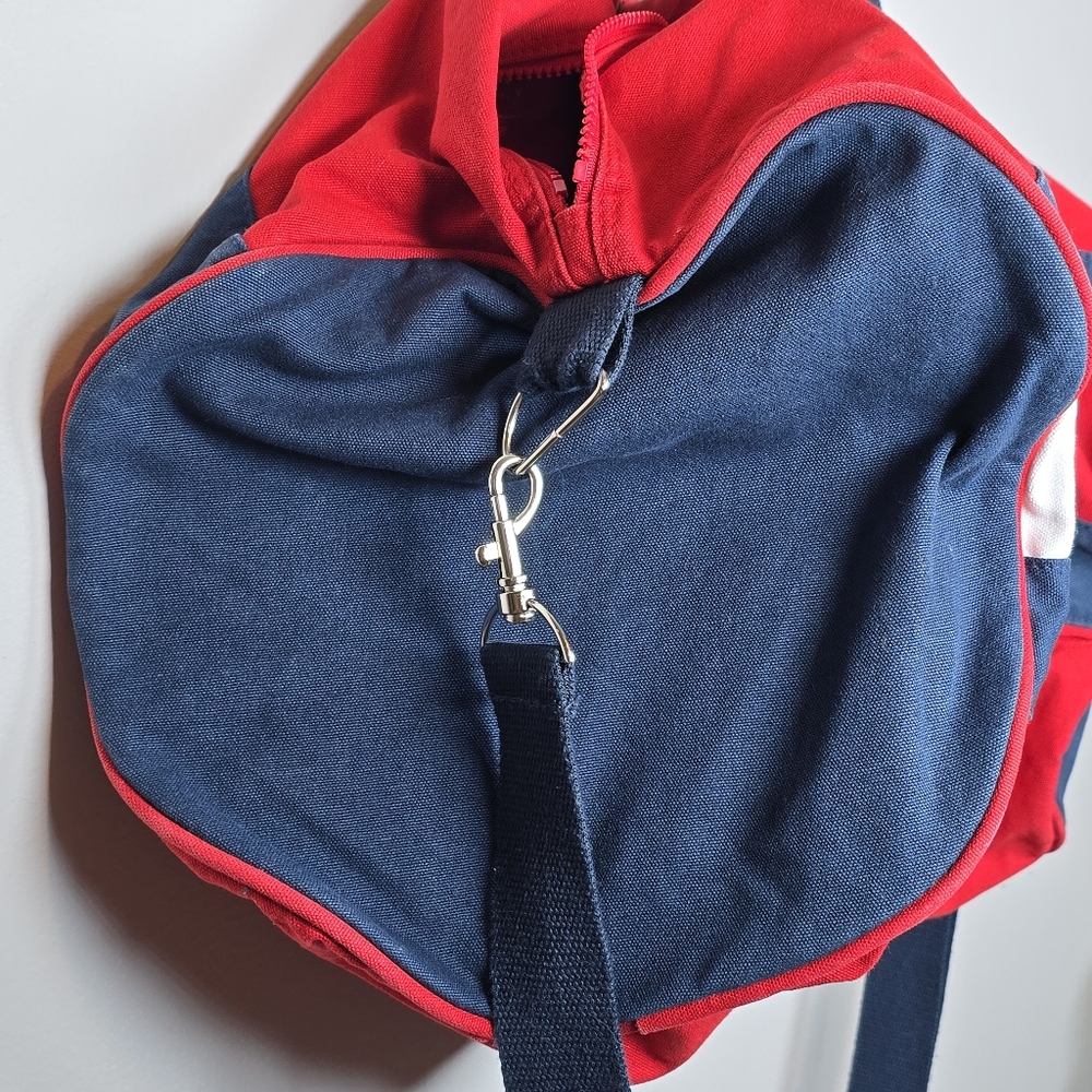 Vintage Tommy Hilfiger Red White Blue Tote Duffel Bag Large Zip Gym Activewear - Picture 9 of 14